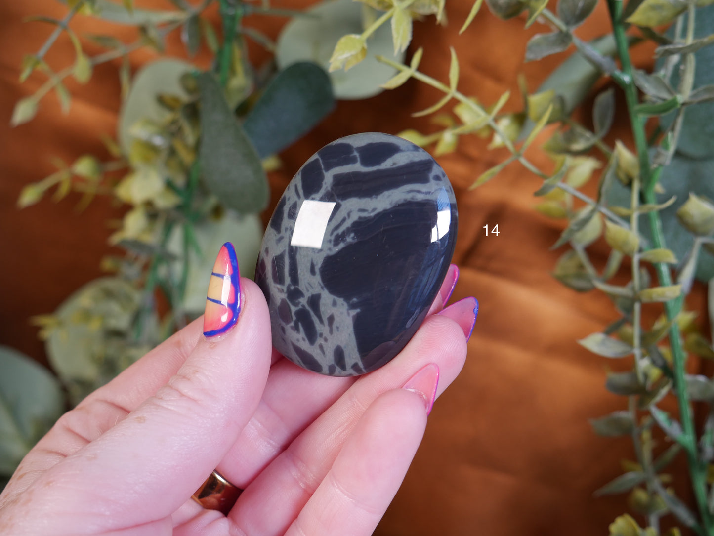 Spiderweb Obsidian Palm Stone [various]