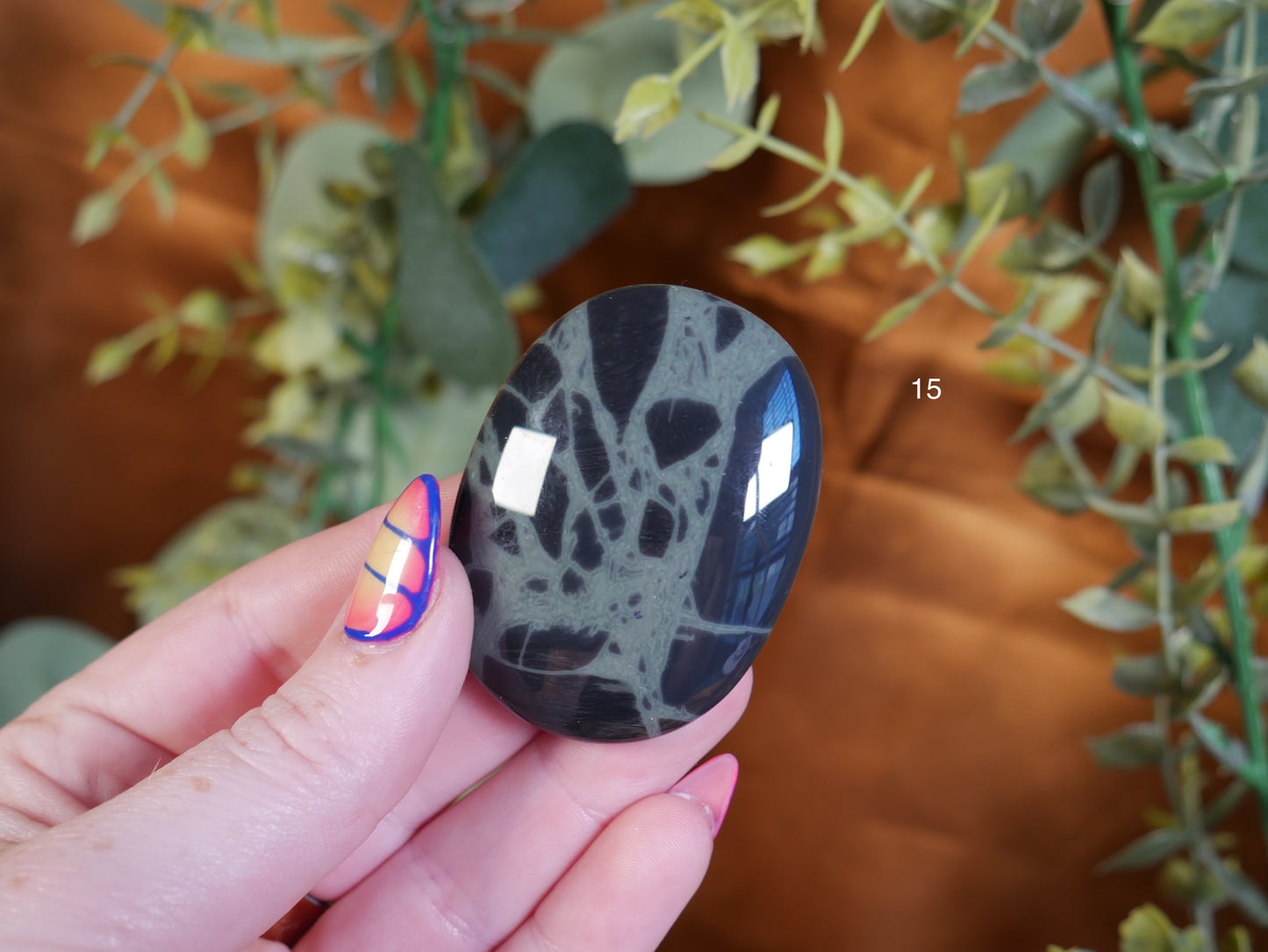 Spiderweb Obsidian Palm Stone [various]