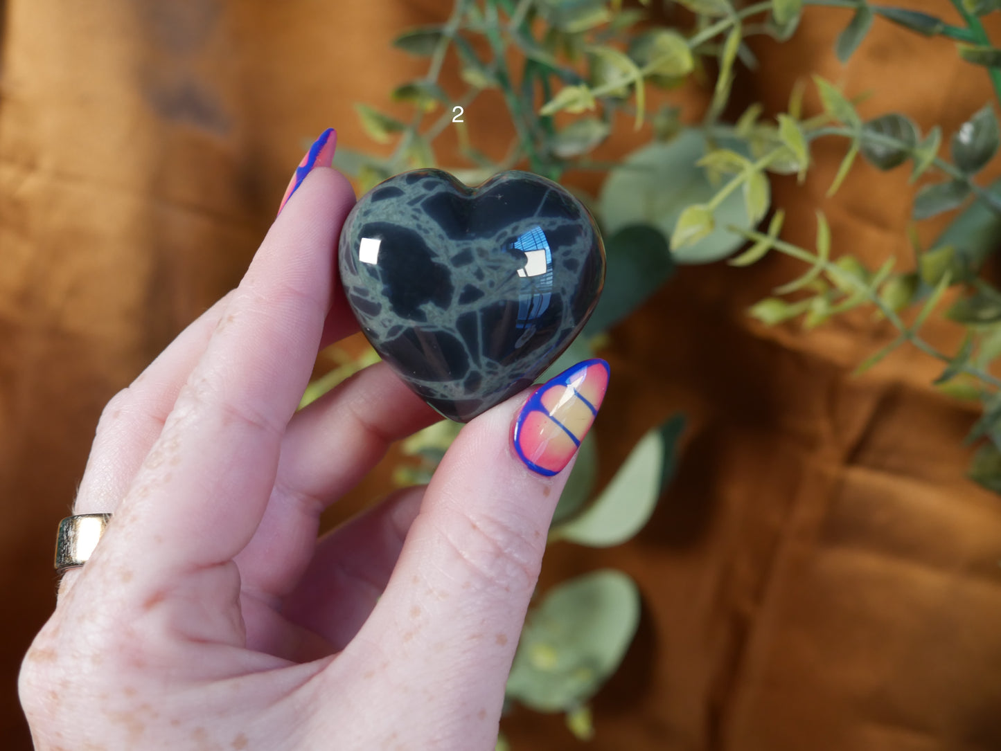 Spiderweb Obsidian Puffy Heart [various]