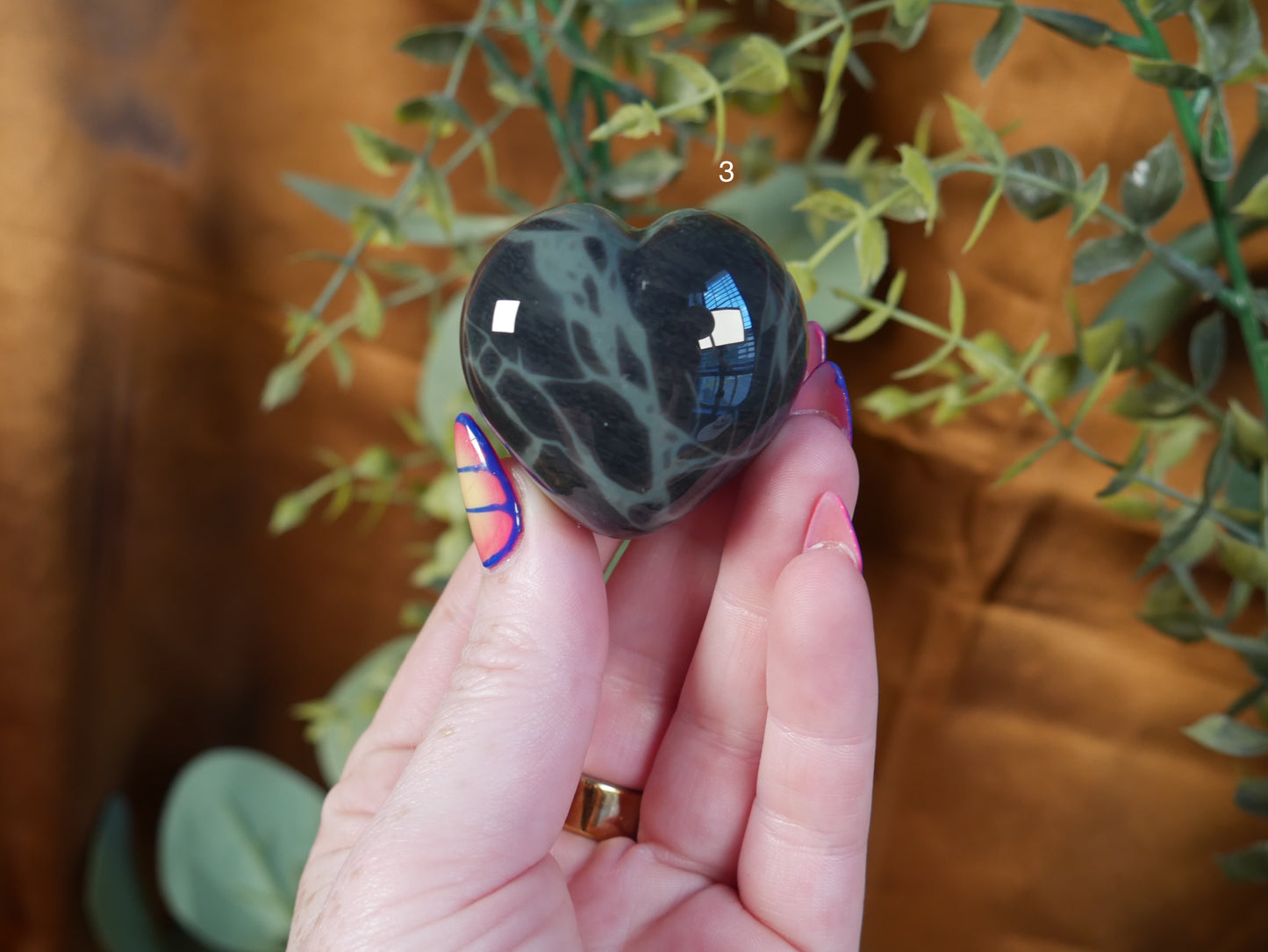 Spiderweb Obsidian Puffy Heart [various]