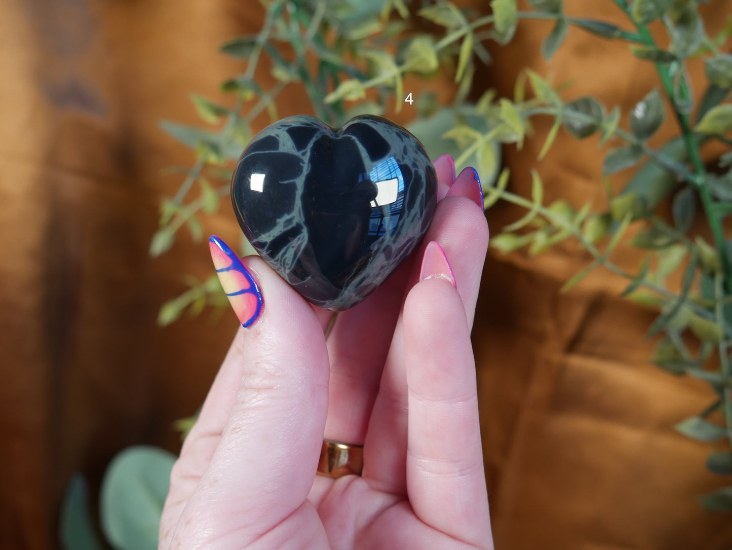 Spiderweb Obsidian Puffy Heart [various]