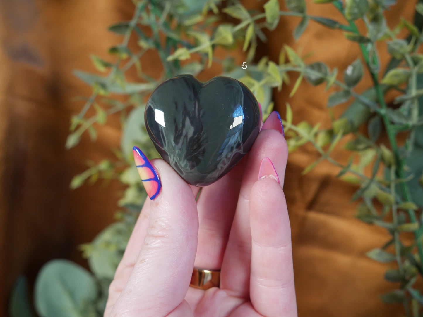 Spiderweb Obsidian Puffy Heart [various]