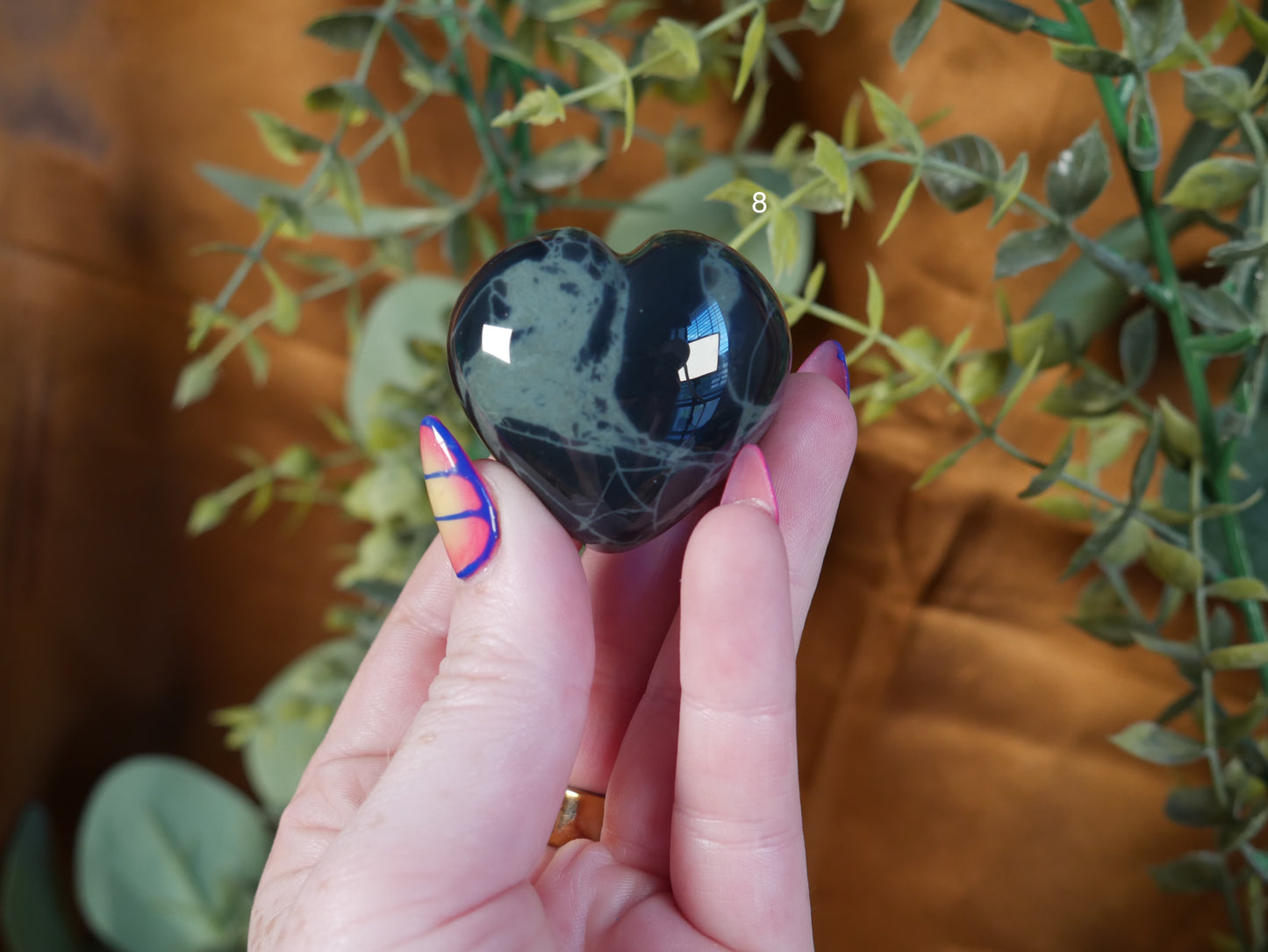 Spiderweb Obsidian Puffy Heart [various]
