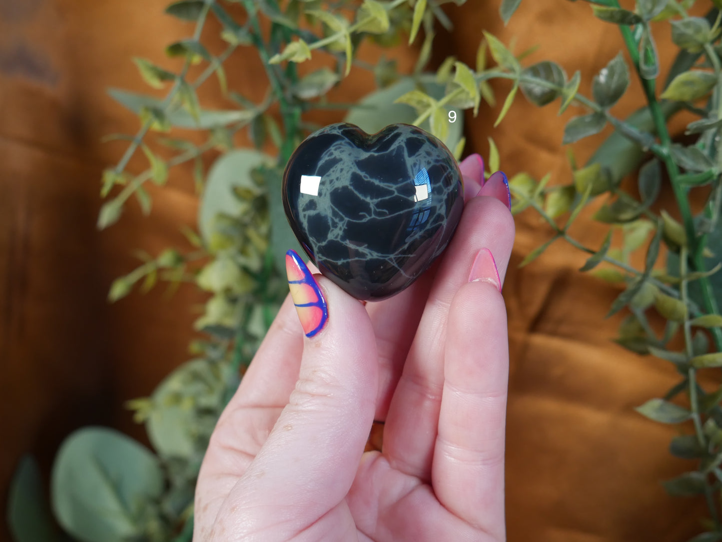 Spiderweb Obsidian Puffy Heart [various]