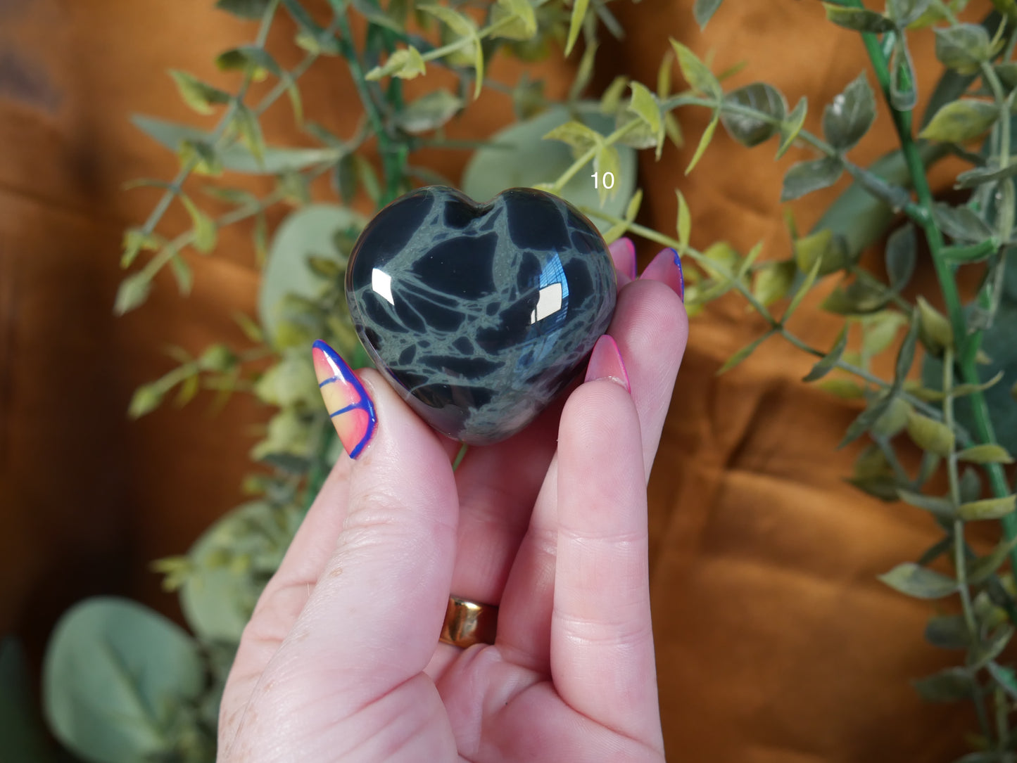 Spiderweb Obsidian Puffy Heart [various]