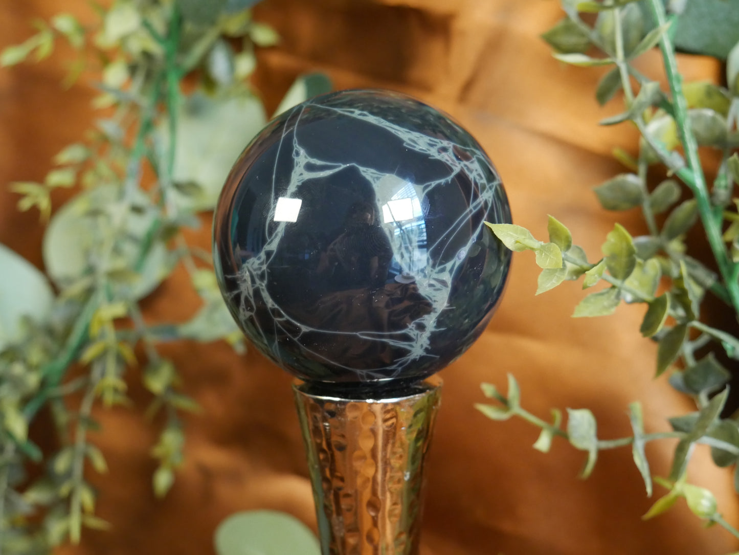 Spiderweb Obsidian Sphere #8