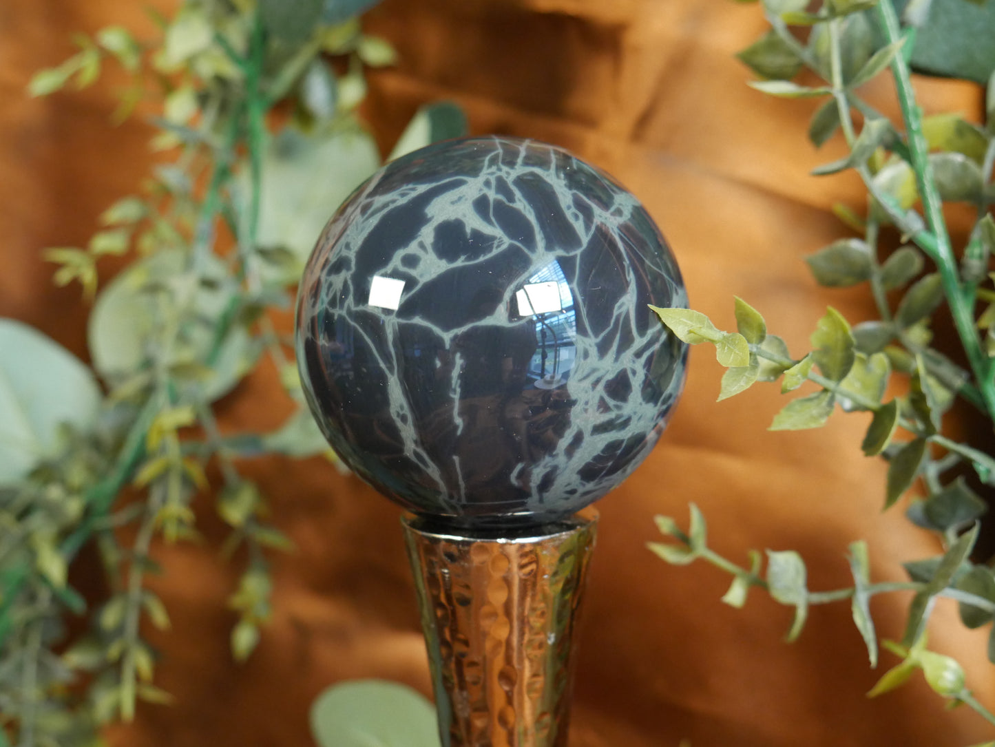 Spiderweb Obsidian Sphere #9
