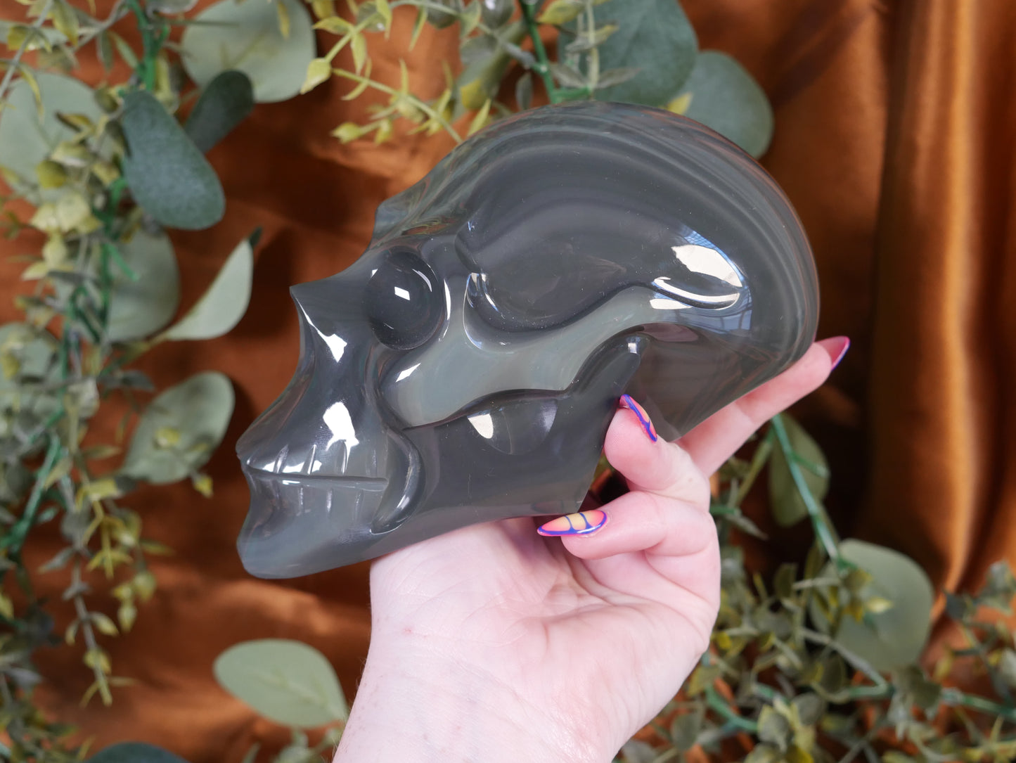Platinum Obsidian Skull