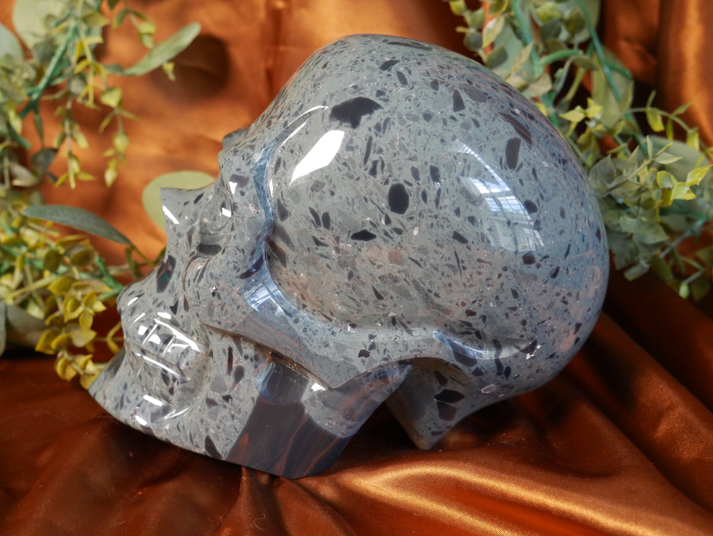 XL Spiderweb Obsidian Skull - Human Sized *RARE*