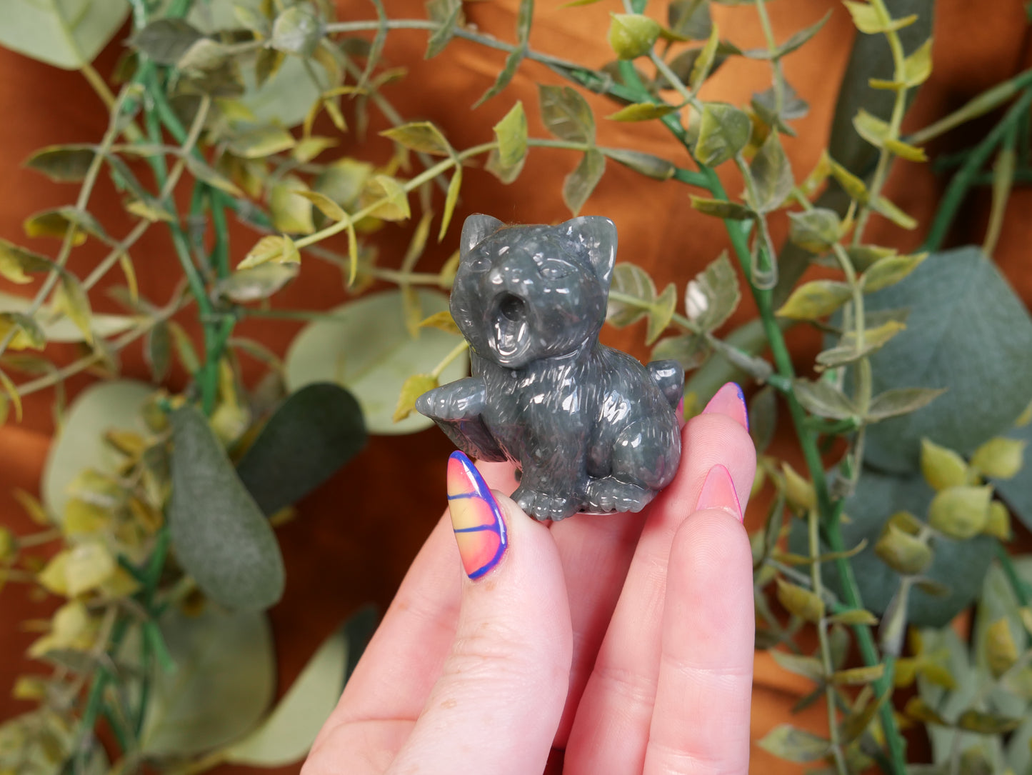 Burma Jade Cat Carving