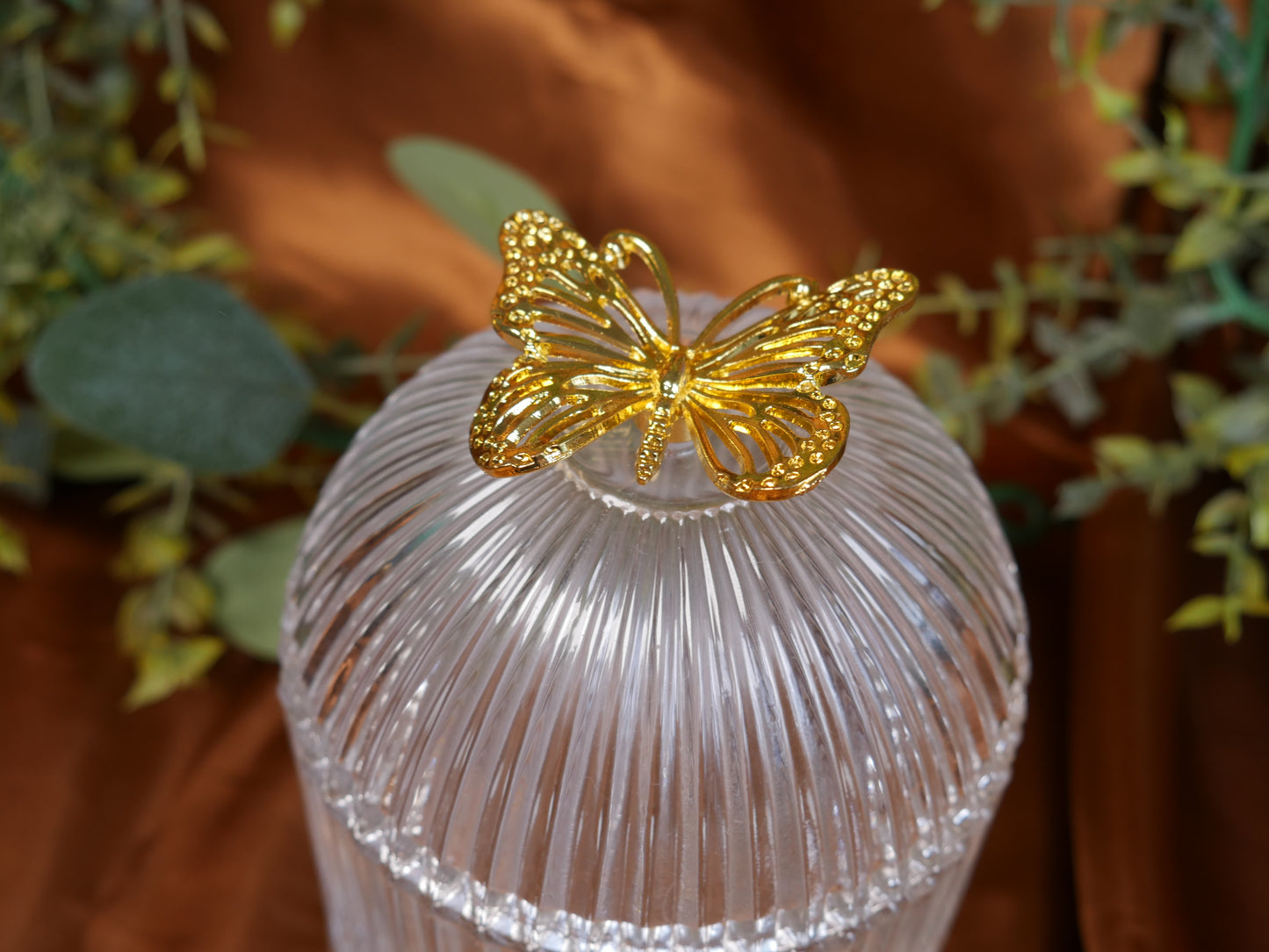 Gold Top Butterfly Vessel - Choose Your Own Candle Scent