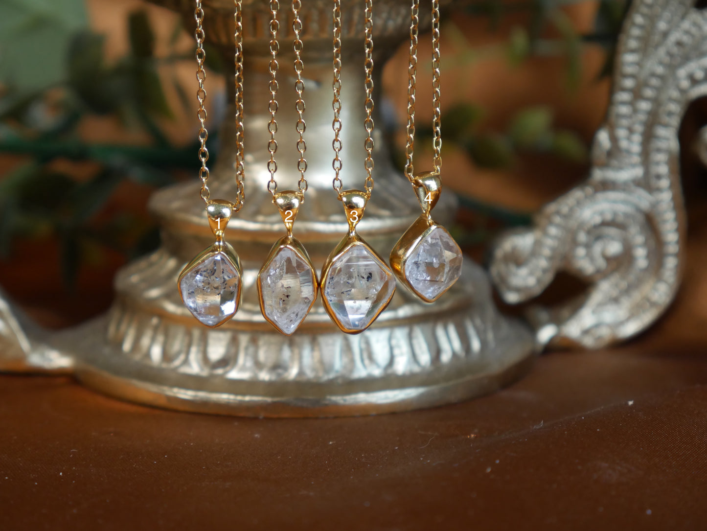 Gold Herkimer Diamond Pendant