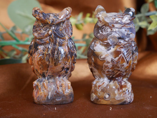 Turkish Stick Agate Owl Carving