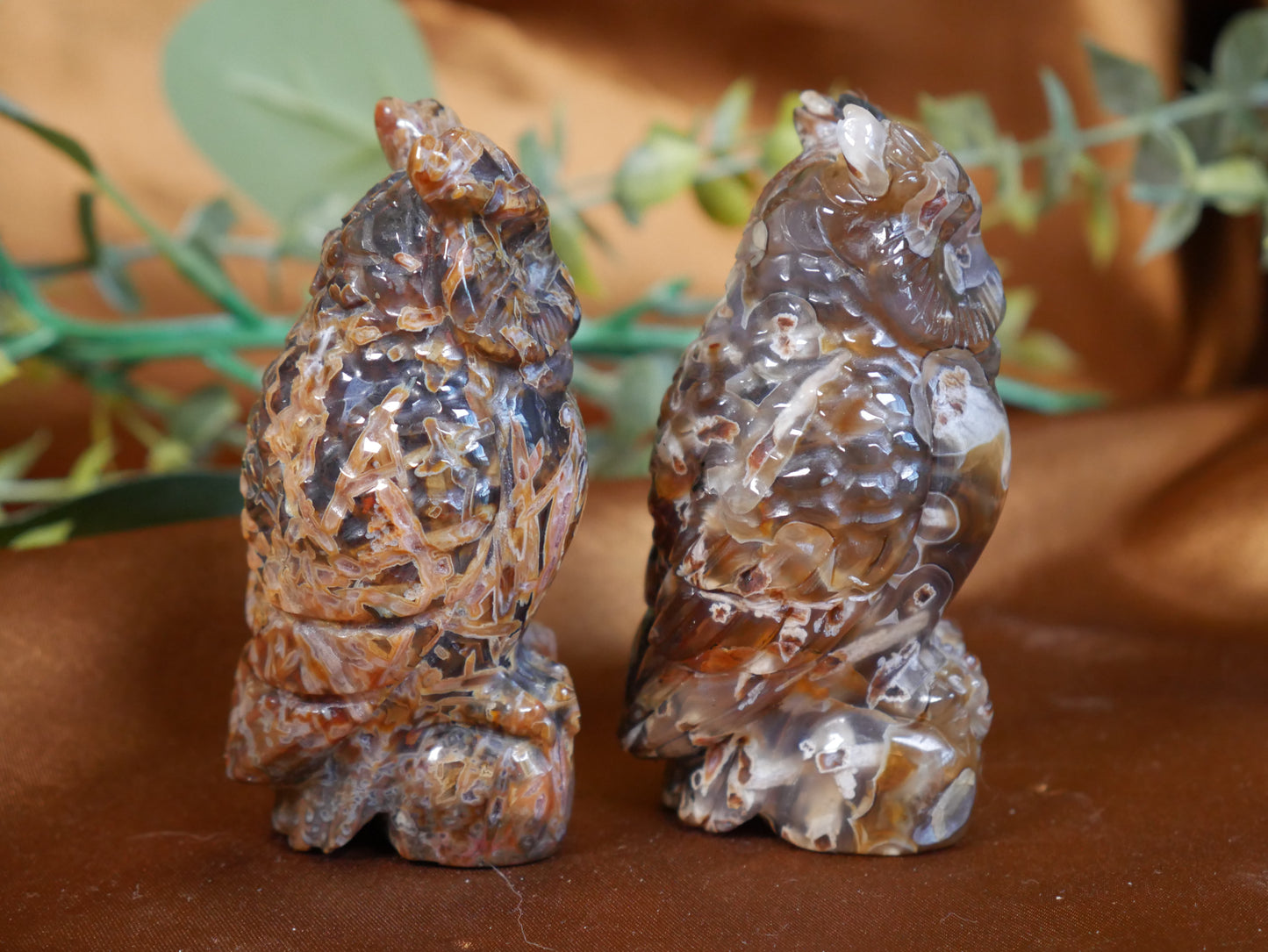 Turkish Stick Agate Owl Carving