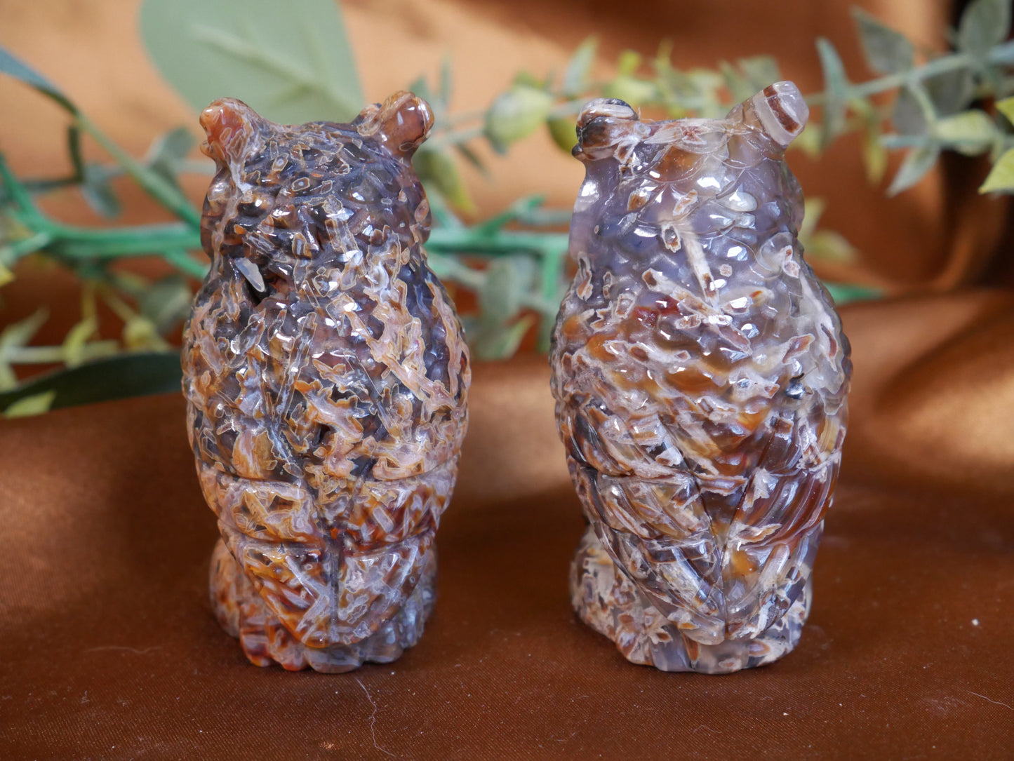 Turkish Stick Agate Owl Carving