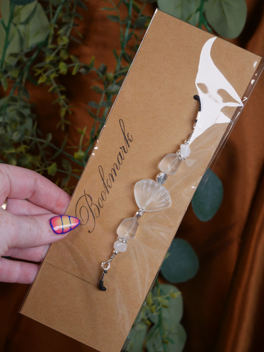 White Sea Glass Stretchy Bookmark - Crystal Compass Co.