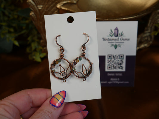 Mixed Tourmaline Lotus Wire Wrapped Earrings - Untamed Gems