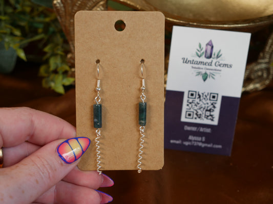 Moss Agate Wire Wrapped Earrings - Untamed Gems