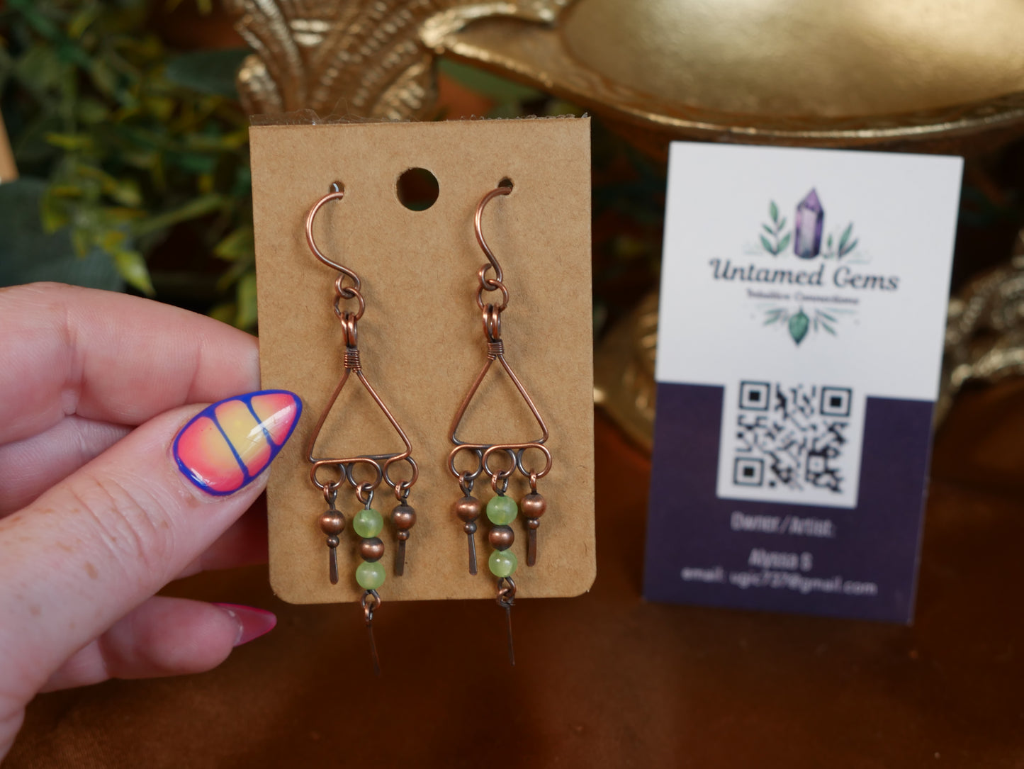 Green Calcite Wire Wrapped Earrings - Untamed Gems