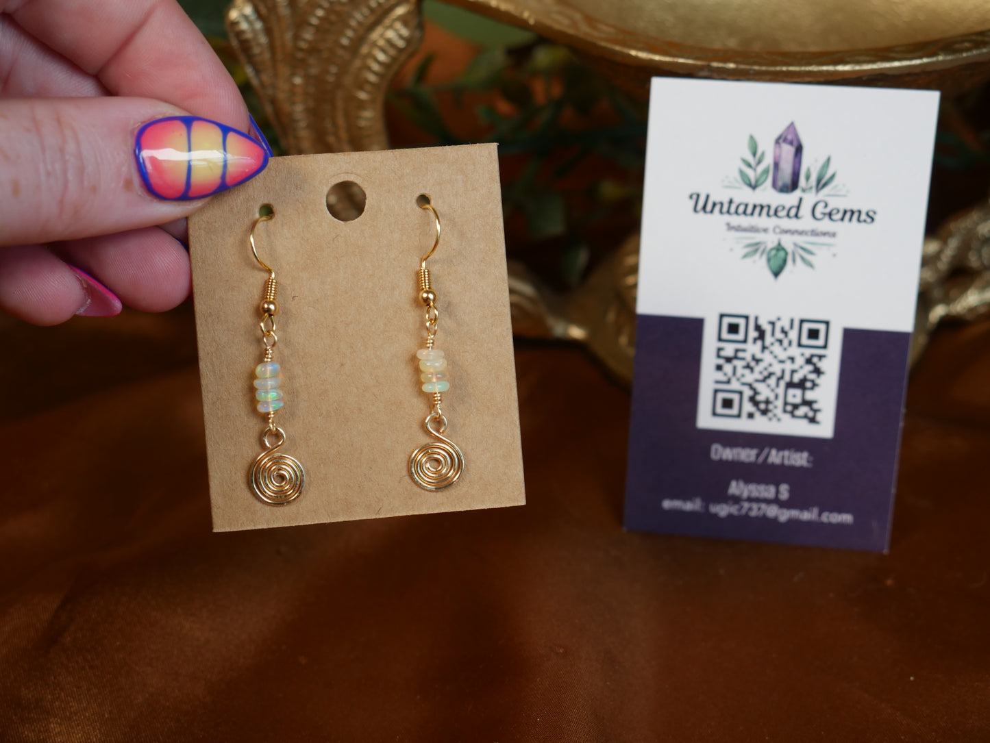 Ethiopian Opal Wire Wrapped Earrings - Untamed Gems