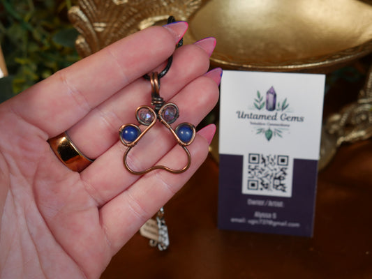 Blue Aventurine Wire Wrapped Paw Pendant - Untamed Gems