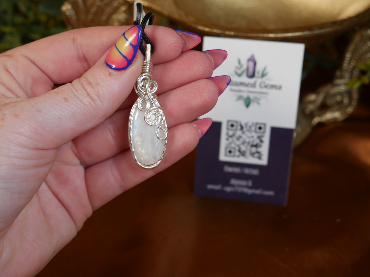 Moonstone Wire Wrapped Pendant - Untamed Gems