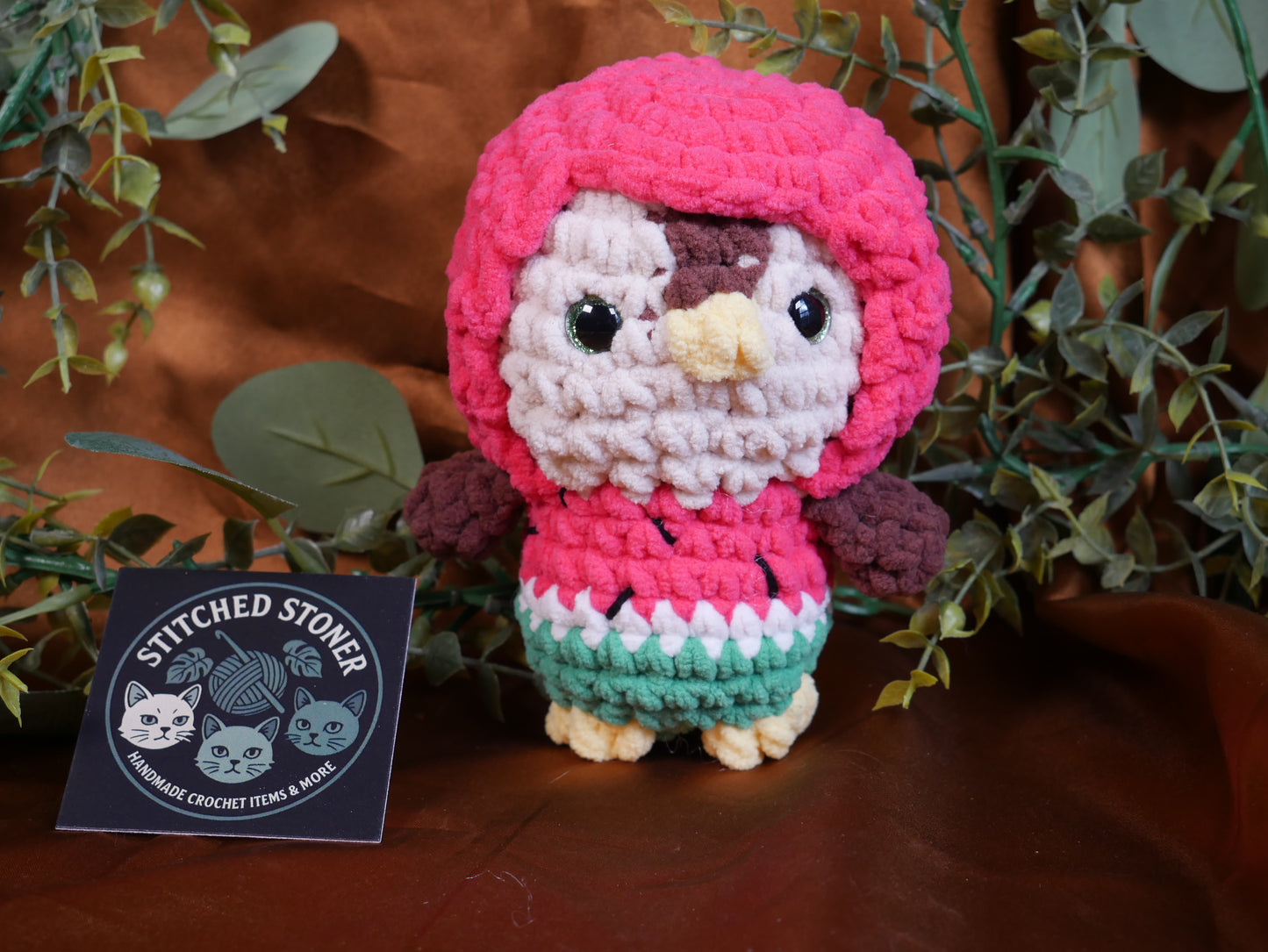 Crocheted Watermelon Penguin - Stitched Stoner