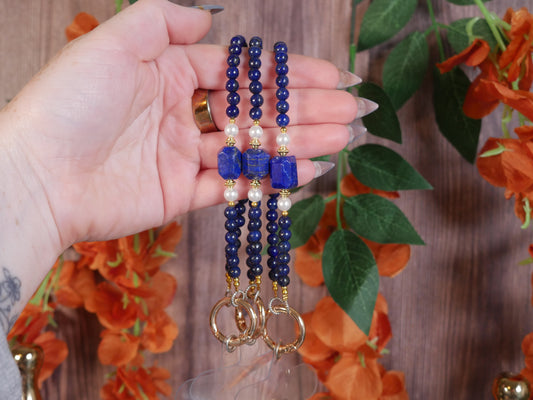 Lapis Lazuli & Pearl Phone Chain