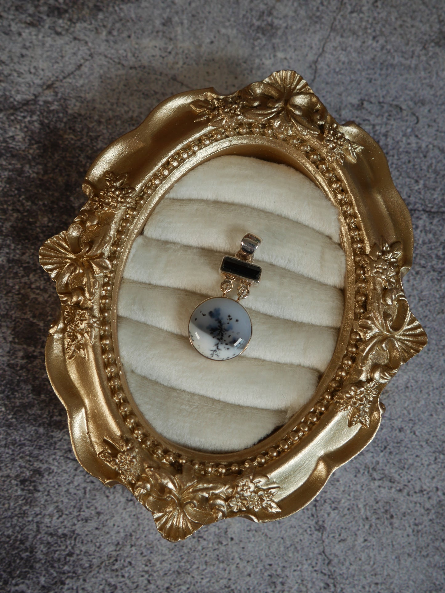 Black Tourmaline & Dendritic Opal Pendant