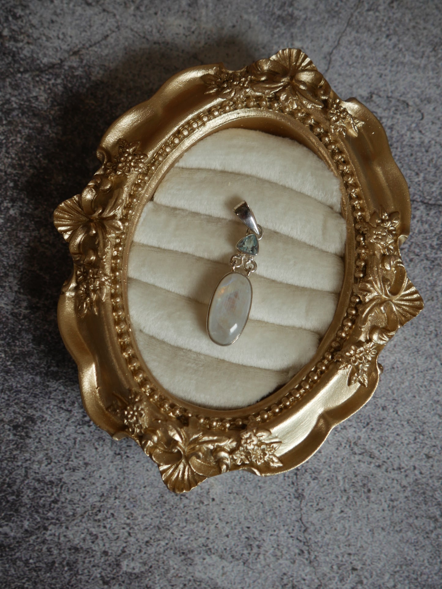 Aquamarine & Rainbow Moonstone Pendant