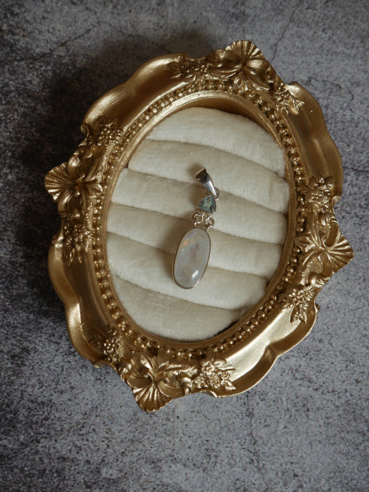 Aquamarine & Rainbow Moonstone Pendant