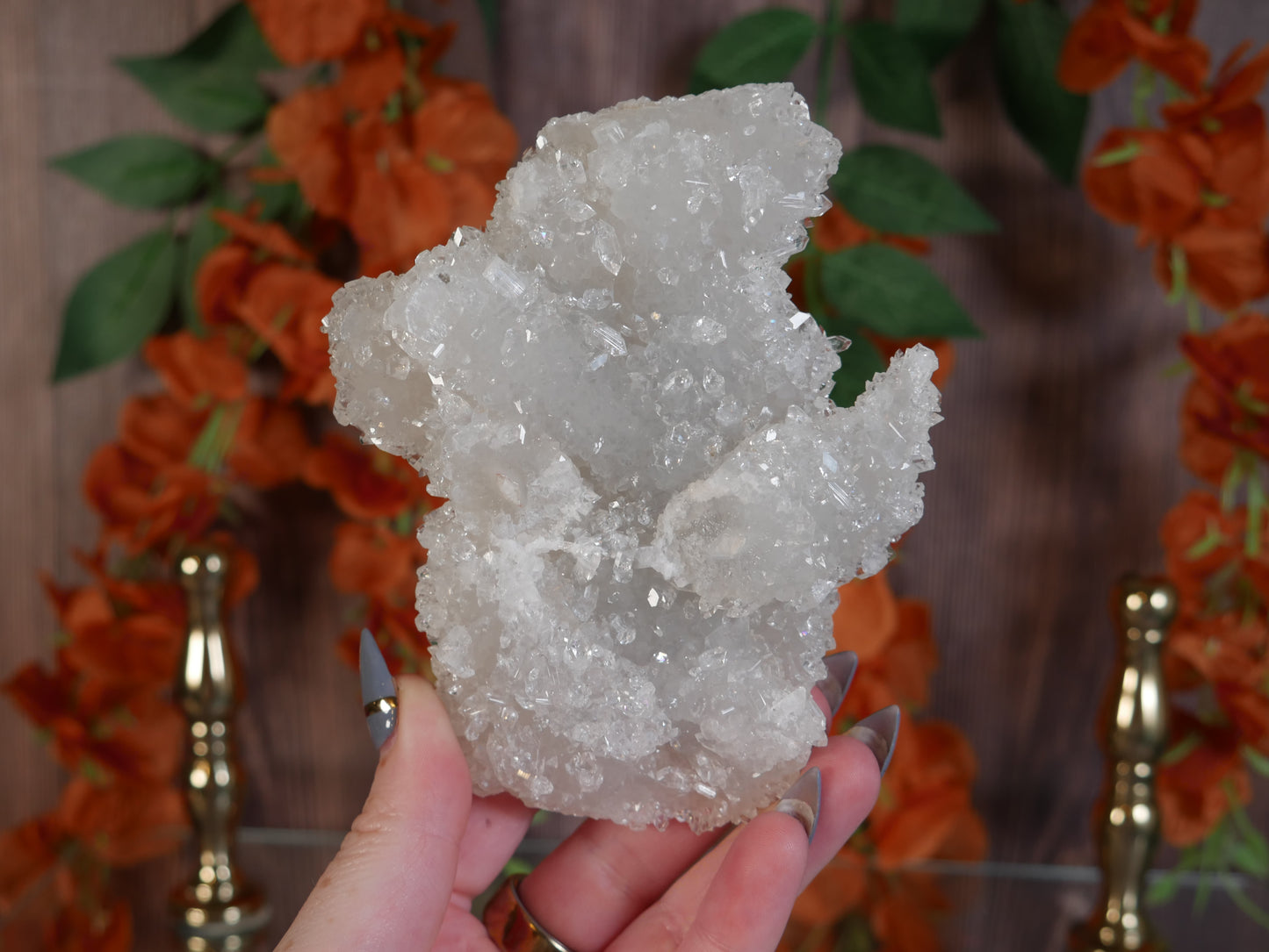 Diamond Apophyllite-Coated Calcite Crust #1