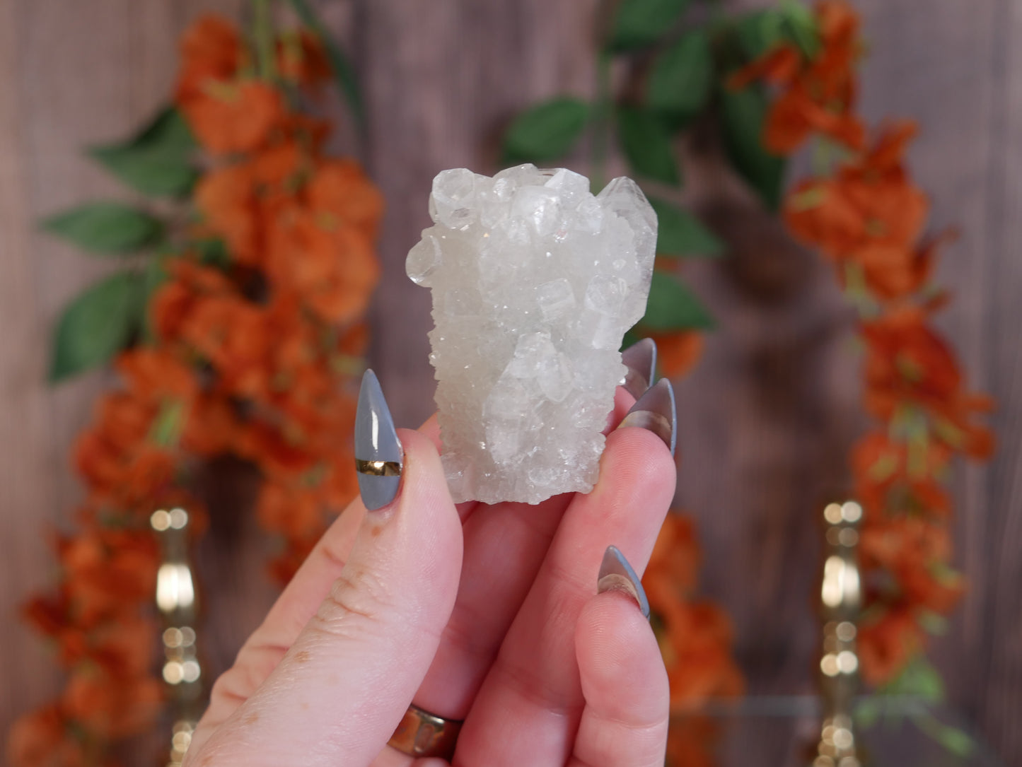Diamond Apophyllite-Coated Calcite Crust #5