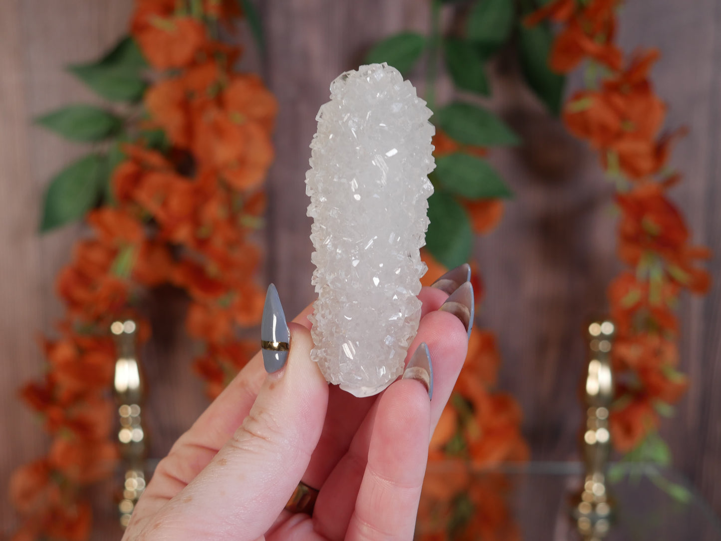 Diamond Apophyllite-Coated Calcite "Finger"