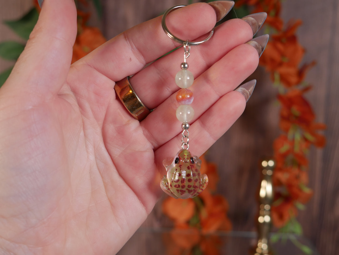 Pink & Green Frog Keychain